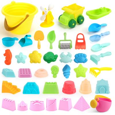 China Funny Beach Sand Toy 40PCS Silicone Beach Bucket Sets Sand Toy Set Outdoor Play Beach Toy Beach Toys Children Summer for sale