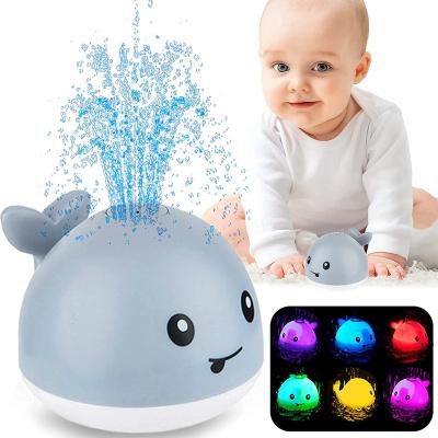 China Eco-friendly Material Baby Bath Toys With LED Light Whale Spray Water Toy For Toddler Kids Induction Sprinkler Bathtub Toys for sale