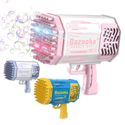 China Plastic Hole Bazooka Bubble Gun Machine Gun Toys Fan Rocket Bubble Bazooka Led Launcher With Bubble Solution for sale