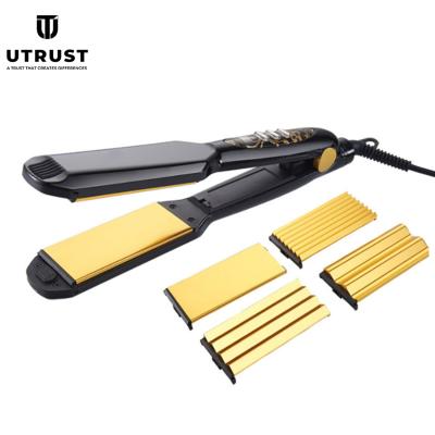 China Professional Dual LED Temperature Display Voltage 4 in 1 Hair Straightener with Aluminum Plate Ceramic Coating for sale