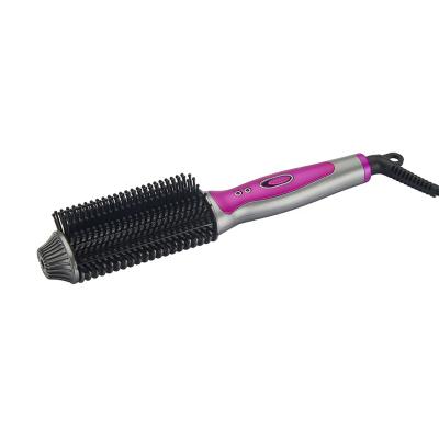 China Household Hot Sale Ceramic 2 in 1 Hair Straightener Hair Curler Brush for sale