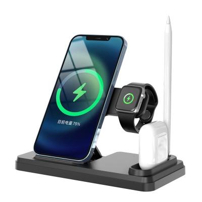 China Fast Cell Phone 15W Qi Wireless Charger Stand for iPhone or Apple Watch 4 in 1 Dock Foldable Charging Station for Airpods Pro iWatch for sale