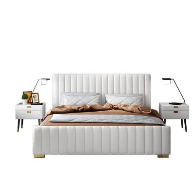 China Hot Sale Modern Fabric King Bed Light Luxury Bedroom Solid Wood Leather Bed Double Storage Bed for sale