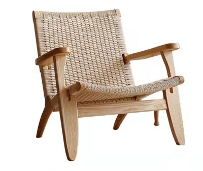 China Nordic Modern Style Reclining Lounge Armchair Living Room Accent Chair With Paper Rattan for sale