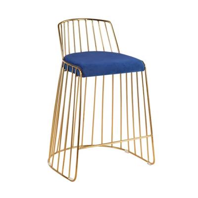 China Mid Century Modern Furniture Spinning SS Gold Stainless Steel Wire Bar Chair Luxury Velvet Fabric for sale