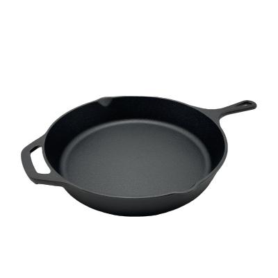 China Practical Wholesale Pre-Seasoned Viable Cookware 10 Inch Cast Iron Vegetabile Oil Frying Pan With Two Iron Handles for sale