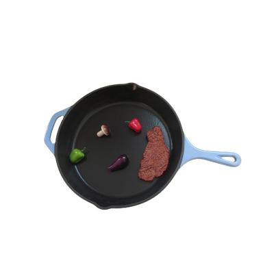 China Modern Household Cast Iron Enamel Frying Pan Breakfast Egg Frying Baking Pan for sale