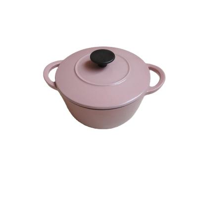 China Low MOQ Sustainable Round Gradient Enamel Coated Cast Iron Oven Casserole Pot With Two Dutch Handles for sale