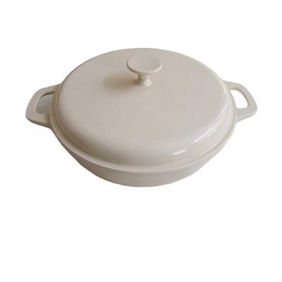 China Wholesale 4l Sustainable Cast Iron Oven Pot Enamel Coated Shallow Dutch Pot Dutch Oven for sale