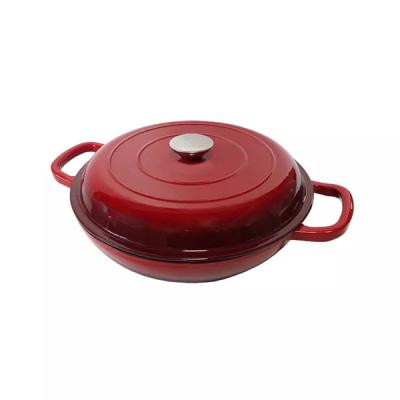 China Sustainable High Quality Cookware Custom Color 30cm Cast Iron Enamel Coating Pots Deep Round Casserole Pot for sale