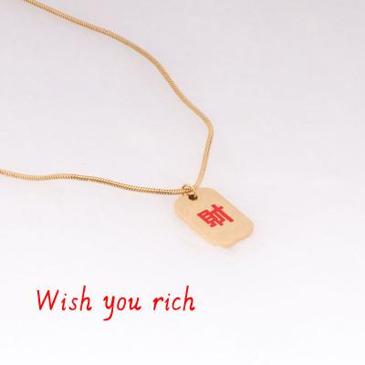 China New Style Environment Friendly Red Fortune Necklace Stainless Steel Snake Pendant Chain for sale