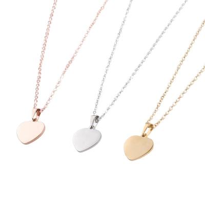 China Shining love durable necklace peach stainless steel mirror heart-shaped necklace can be border engraved jewelry for sale