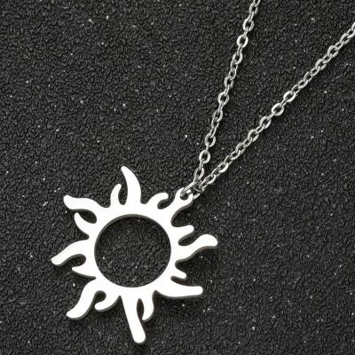 China Wholesale CLASSIC Simple Geometric Clavicle Chain Necklace Stainless Steel Women Flower Sun Sun Jewelry Pendant for sale