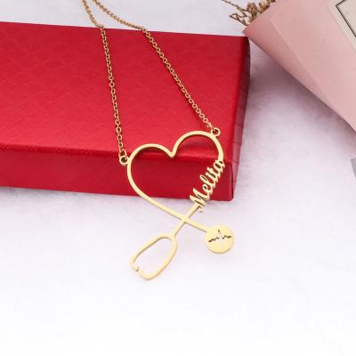 China CLASSIC Geometric Lettering Name Necklace Women's Gold Gold K Stethoscope Necklace Stainless Steel Necklace for sale