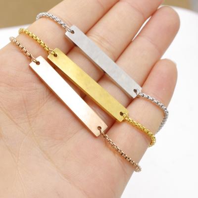 China CLASSIC Custom Name Letters Lettering Long Stainless Steel Bangle Retractable Bangle Box Chain Adjustable for sale