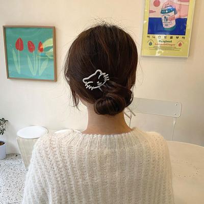 China Cat Hairpin Modern Metal Cute Frosted Hairpin Fixed Hairpin For Daily All-match Temperament Kitten Hairpin for sale