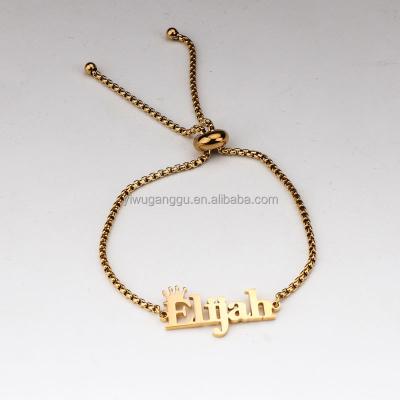 China European and American Simple and Fashionable Adjustable Letter Customized Cute LOGO Personalized Stainless Steel Name Bracelet for sale