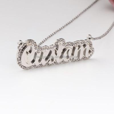 China Cute Customized Full Diamond Name Necklace , Letter Pendant for sale