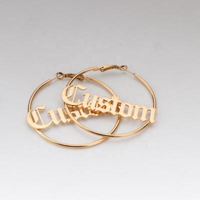 China Anti-allergy customized European and American steel wire rings fashionable European and American earringsstainless minimalist large name letters for sale