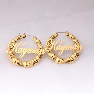 China Popularity Factory Customized Name Bamboo Letter Big Earrings Customized LOGO Earrings Earrings Women for sale