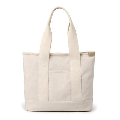 China Handled High Quality Tote Bag Canvas Inside Pockets Natural Canvas Shopping Bags With Zipper for sale