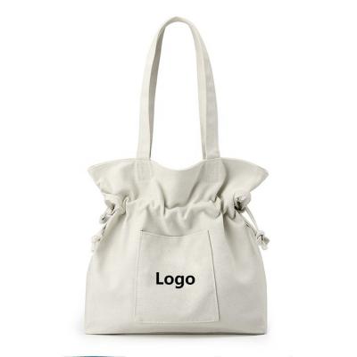 China Handled Hot Sale Women Handbags Ladies Canvas With Custom Printed Logo Promotional Canvas Drawstring Bag Wholesale for sale