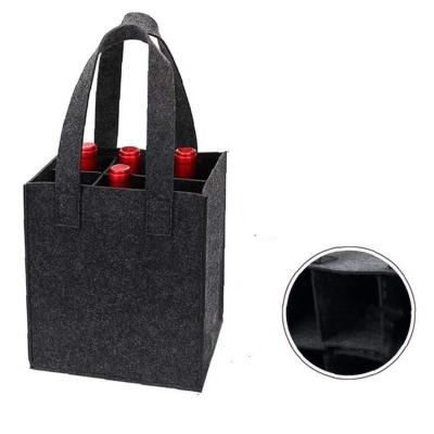 China Handled Factory Direct Cheap Price Durable Felt Wine Bottle Holder Reusable 6 Bottles Felt Wine Bag for sale