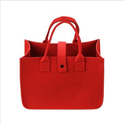 China Shopping Hot Sale Promotional Large Capacity Customize Logo Felt Shopping Bags Felt Handbag With Button for sale