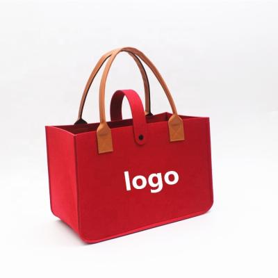 China Shopping Fashion promotional handmade recycled felt bag custom logo ladies handle shopping tote bag felt for sale