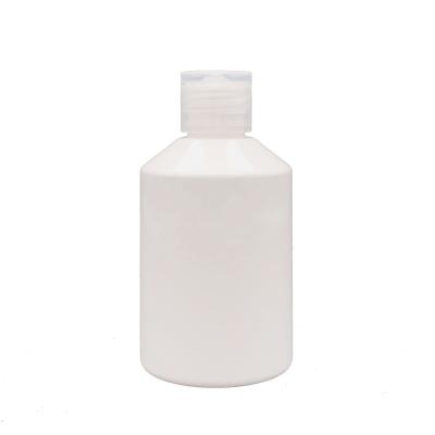 China Household Products 200ml PET Lotion Bottles White Round Body Product Container With Flip Cap for sale