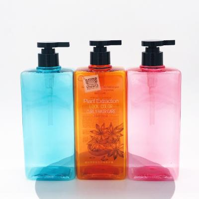 China High Quality 500ml Color PET Personal Care Candy Plastic Cosmetic Square Bottle With Pump for sale