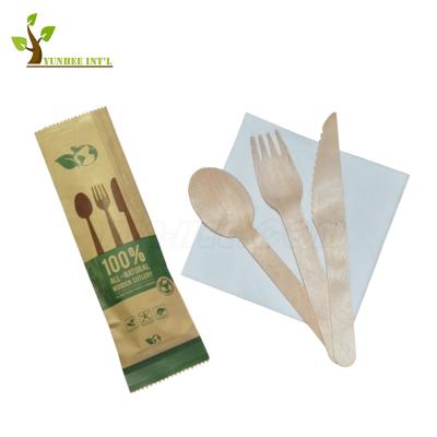 China Disposable Cutlery Set Spoon and Fork Wooden Disposable Cutlery Set Disposable Tableware Party Flatware for sale