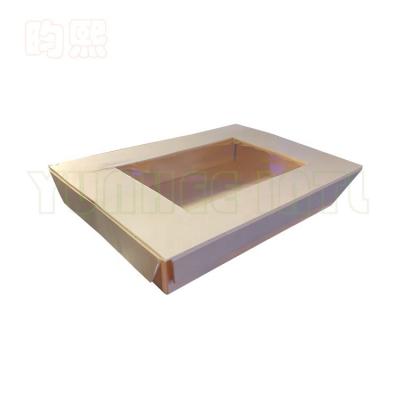 China Biodegradable Rectangle Disposable Water Proof And Liquid Proof Fixed Poplar Wood Togo Side Box With Lid for sale