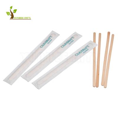 China Viable FSC FDA LFGB DGCCRF Approved Single Paper Wrapped Wooden Coffee Stirrer for sale