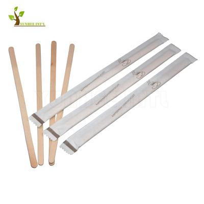 China Sustainable High Quality 100% Natural Wooden Coffee Stirrer Disposable Logo Coffee Stir Stick With Customize Size for sale