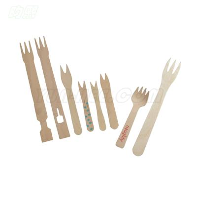 China Disposable FSC Chip Fork FDA Cocktail Fruit Birch Wood for sale