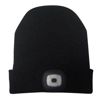 China Camping 4LED USB Rechargeable Light Knit Warm Beanie Hat for sale