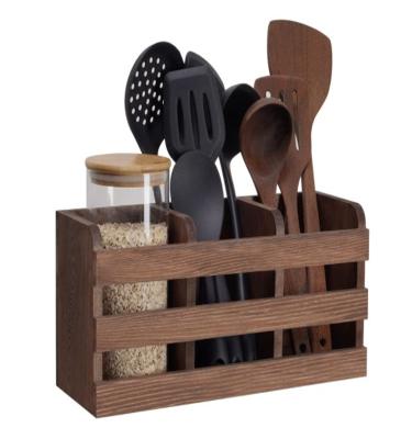 China Europe Mounted Kitchen Rack Organizer Wooden Cutlery Holders Spatula Candy Box for sale