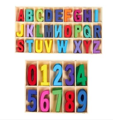 China Europe Wooden Letters and Numbers Set Matching Colored Wooden Capitals and Numbers with Storage Tray for sale