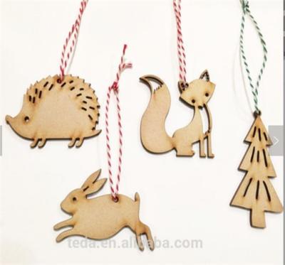 China Europe Laser Cut Wooden Ornaments Woodland Animals Christmas Decoration for sale