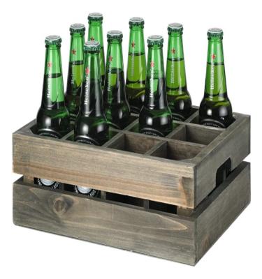 China Europe Eco - Friendly Wooden Wine Crates Gray Wood 12 Bottle Crate , Wooden Box Handle for sale