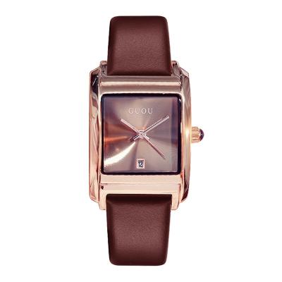 China Vintage Ladies Simple Belt Scale Fashion Leather Quartz Watches Dial Trend Woman Watches for sale