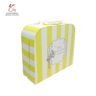 China handmade custom printing suitcase gift doll packing box with handle/custom handmade doll packing box for sale