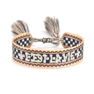 China Punk Tassel Woven Bracelets With Letters La C'est Struggle Friendship Dreamy Adjustable Handmade Braided Bracelet for sale