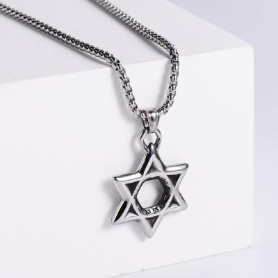 China Six Pointed Star Roman Numeral Star Pendant Stainless Steel Necklace Lady's Shining Punk Birthday Gift for sale