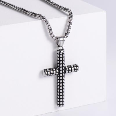 China Vintage punk Jesus Cross Religious Pendant Jesus simple Christian Pendant Stainless Steel Necklace for sale