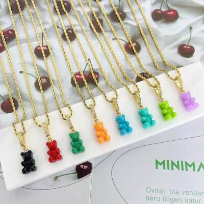 China 2022 New Arrival Tasty Designer Bear Stainless Steel Necklace Punk Colorful Gummy Pendant Necklace for sale