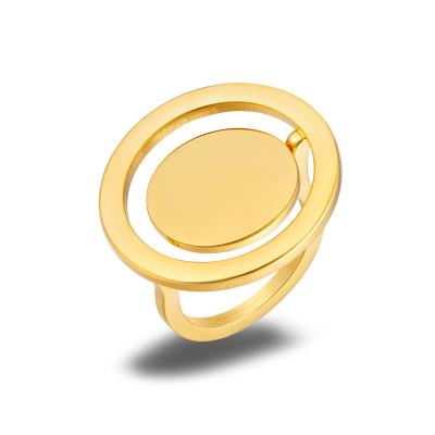 China CLASSIC Simple Style Sweet Ring Round Gold Stainless Steel Ring Fashion Personalized Female Jewelry for sale