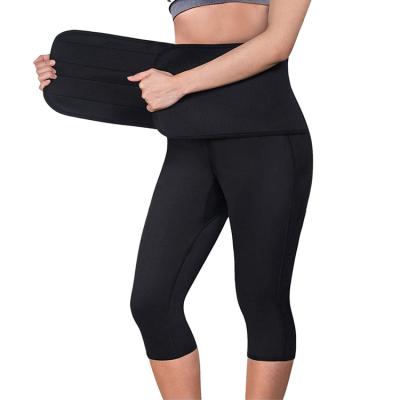 China Hot QUICK DRY Yoga Pant Women Sauna Capris Fat Control Sweat Legging With Waist Trainer Belt for sale