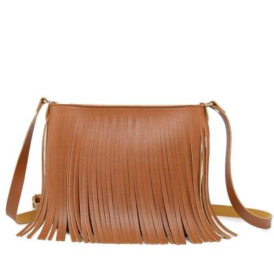 China Lady Wholesale Women Messenger Bags Simple PU Shoulder Bag Tassels Cross - Body Bag Shoulder Bag for sale